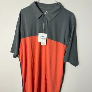 New NWT Tri Mountain Mens Polo Style Shirt Gray Peach XL KFT